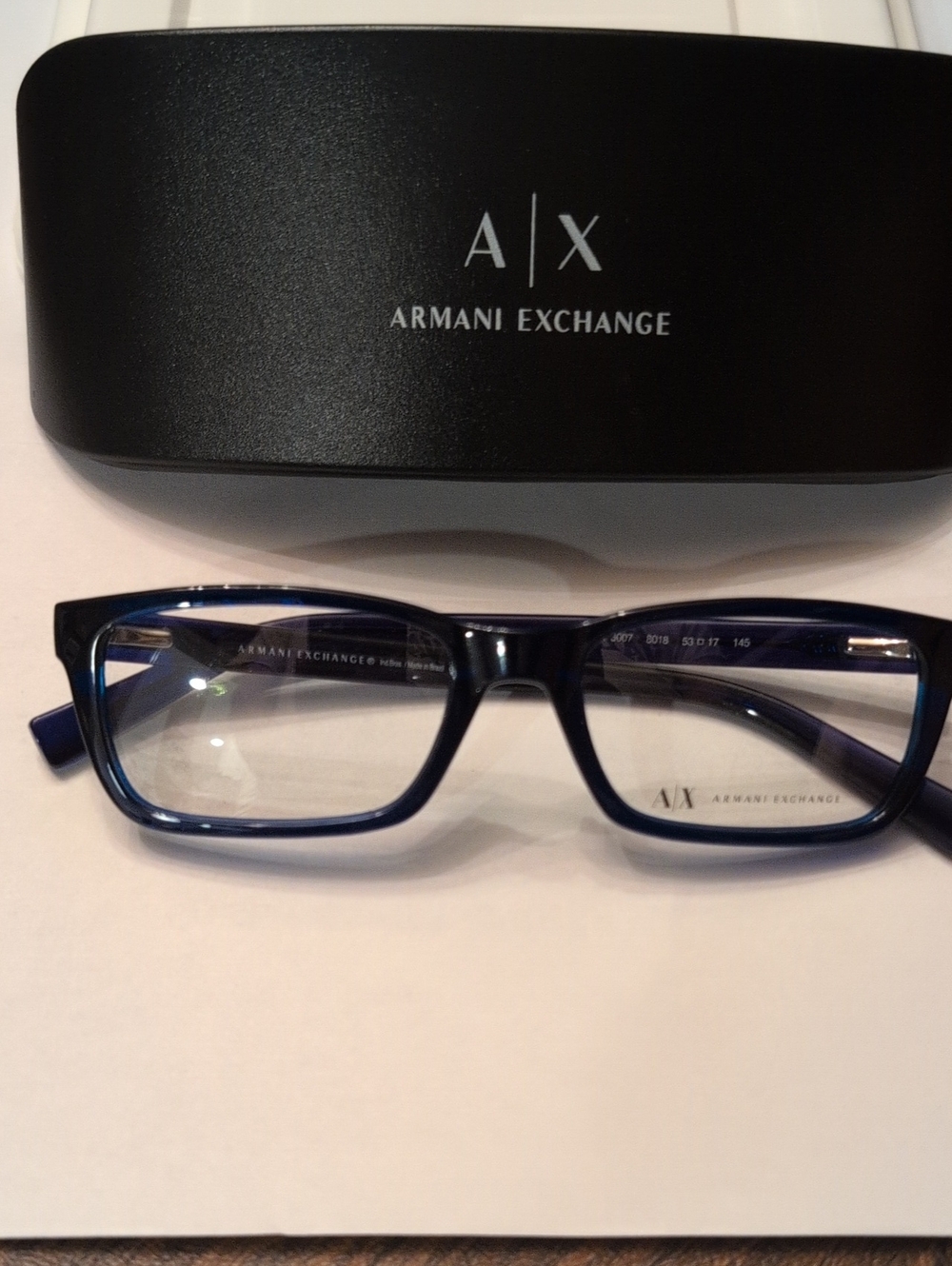 Armani Exchange Men's Dark Blue Rectangular Eyeglass Frames